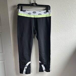 Lululemon Athletica Black and White Leggings with Lime Accents